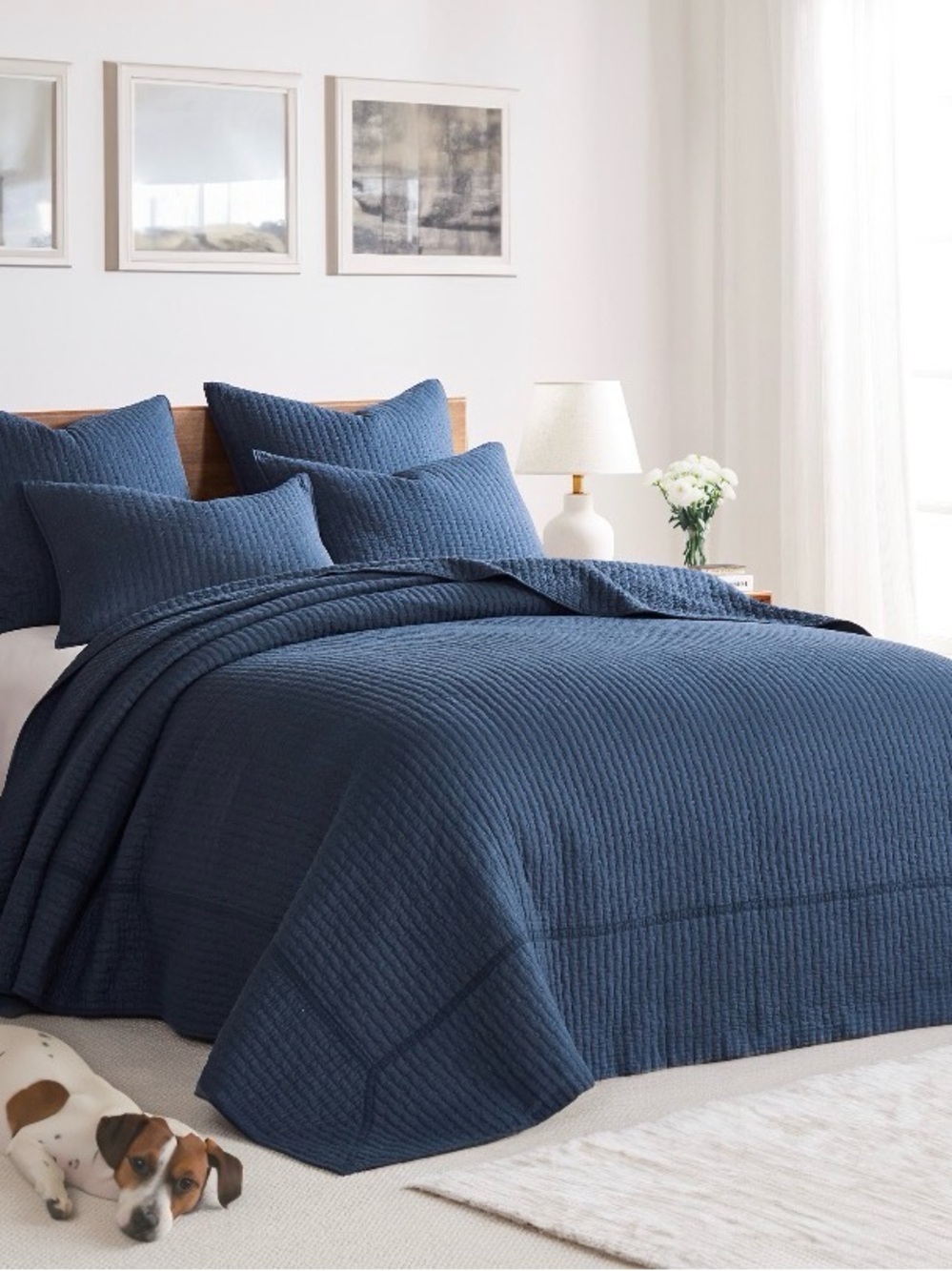Levtex Home Cross Stitch Navy 3-Pc. Bedspread Set, Full 100x104